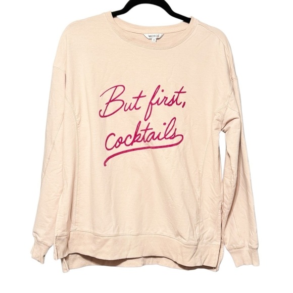WILDFOX But First Cocktails Pink Lightweight Sweatshirt Size Medium - Picture 2 of 7